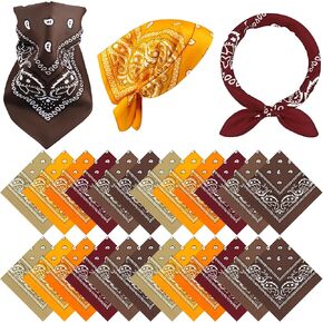24 Pcs Bandanas Paisley Bulk Bandanas Cowboy Print Head Wrap Scarf Wristband Multi Purpose Handkerchief for Men Women