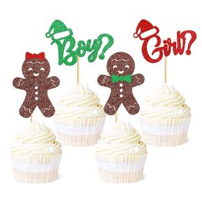 Ercadio 36 Pack Red Merry Christmas Cupcake Toppers Glitter Xmas Holiday Cupcake Picks Christmas Party Cake Decorations