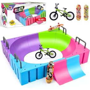CS COSDDI Finger Skateboards Ramp Set,Mini Fingerboard Rail Kit with 12 Ramps,2 Fingerboards,1 Finger Bike, Finger Toy for Kids Adults,Ultimate Skatepark Training Props - Fingerboard Skate Set