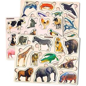 QUOKKA Wooden Puzzles for Toddlers 1-3 – 3xSET Kids Puzzles Ages 2-4 – Montessori Toy Puzzle for Toddlers 3-5 – Wood Toy Learning Realistic Insects - Arctic Animals - Birds for Boy and Girl