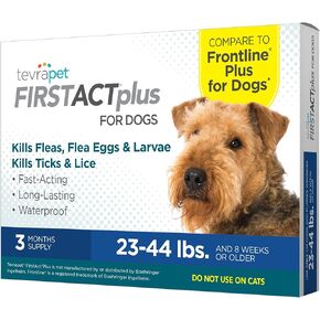 FirstAct Plus Flea Treatment for Dogs, Medium Dogs 23-44 lbs, 3 Doses, Same Active Ingredients as Frontline Plus Flea and Tick Prevention for Dogs