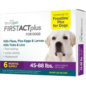 FirstAct Plus Flea Treatment for Dogs, Large Dogs 45-88 lbs, 6 Doses, Same Active Ingredients as Frontline Plus Flea and Tick Prevention for Dogs in Saudi Arabia