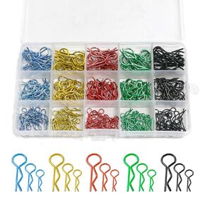 260pcs Universal RC Body Clips Stainless Steel Body Shell Clip R Pins 3 Sizes for All 1/6 1/8 1/10 1/12 1/14 1/18 1/24 Scale HPI Tamiya HSP Exceed RC Car Parts Truck Buggy Shell Replacement