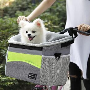 Petsfit Dog Bike Basket, Small Dog Car Seat with Front Pocket, Puppy Car Seat for Small Dogs and Pets (Black)