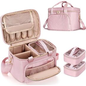 Sewing Storage Organizer with 2 Detachable Cases, Large Sewing Supplies Bag for Sewing Accessories and Tools, Pink(Bag Only)