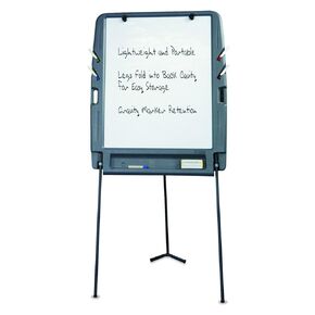 Iceberg Ingenuity Portable Flipchart Easel with Dry Erase Surface, Charcoal, Folding Steel Legs, 30" W x 35" L x 73" H