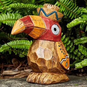 Outdoor Tiki Statue Decoration-Solar Power Light Tiki Garden Statues-Tiki Bar Decor Totem Pole Waterproof Figurines for Garden,Patio,Balcony,Yard,Lawn Ornament,10.43 Inch Tall