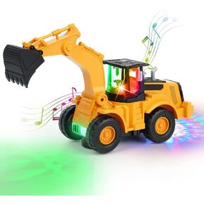 Kizeefun Excavator Truck Kids Toys: Construction 2-5 Toddler Toys Digger Truck with Electric Universal Wheel Children Car Toys with Light and Music Birthday Christmas for 2 3 4 5 Years Old Boy