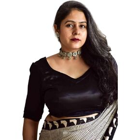 Sundarii Goonj Mashru Silk Blouse | Sweetheart Neck, Elegant Blouse for Women (48) in Kuwait