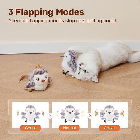 Potaroma Cat Toys Flapping Bird (No Flying), Lifelike Sandpiper Chirp Tweet, Rechargeable Touch Activated Kitten Toy Interactive Cat Exercise Toys for All Breeds Cat Kicker Catnip Toys 4.0" in Kuwait