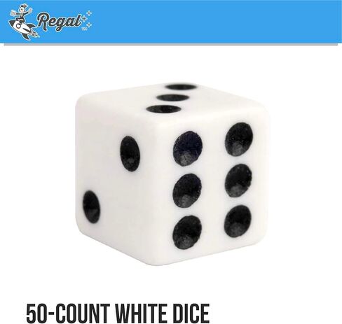 Regal Games Dice Set 6 Sided - Playing White 16mm Set of Dice - Square Dice for Classroom or Family Game Night - 100 Dice in Kuwait