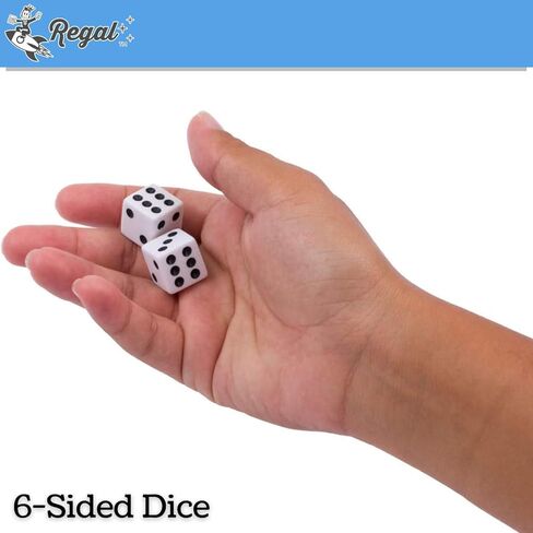 Regal Games Dice Set 6 Sided - Playing White 16mm Set of Dice - Square Dice for Classroom or Family Game Night - 100 Dice in Kuwait