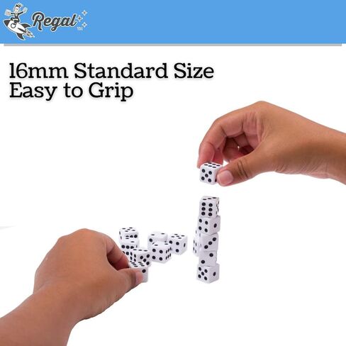 Regal Games Dice Set 6 Sided - Playing White 16mm Set of Dice - Square Dice for Classroom or Family Game Night - 100 Dice in Kuwait