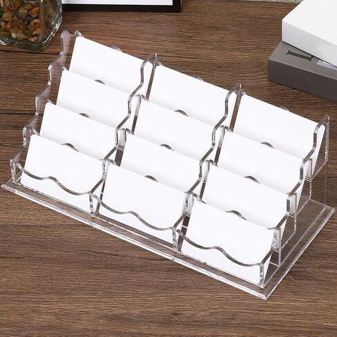 PATIKIL Business Card Holder for Desk, 3 Tiers 9 Slots Business Card Holders Clear Acrylic Card Stand Organizer Cards Display for Office Exhibition in Saudi Arabia