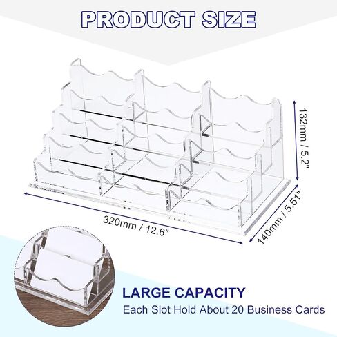 PATIKIL Business Card Holder for Desk, 3 Tiers 9 Slots Business Card Holders Clear Acrylic Card Stand Organizer Cards Display for Office Exhibition in Saudi Arabia