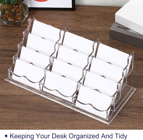 PATIKIL Business Card Holder for Desk, 3 Tiers 9 Slots Business Card Holders Clear Acrylic Card Stand Organizer Cards Display for Office Exhibition in Saudi Arabia