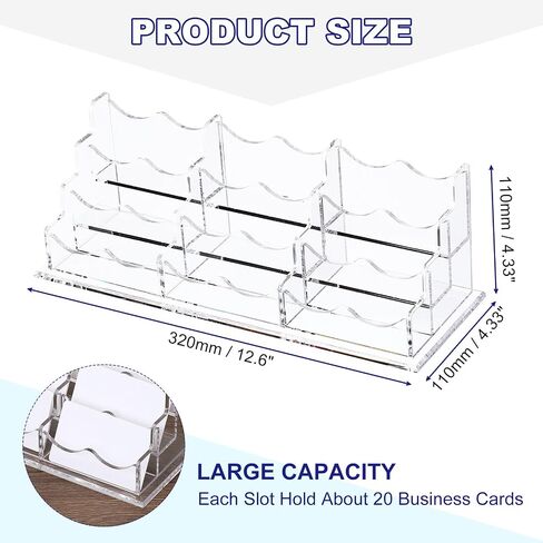 PATIKIL Business Card Holder for Desk, 3 Tiers 9 Slots Business Card Holders Clear Acrylic Card Stand Organizer Cards Display for Office Exhibition in Saudi Arabia
