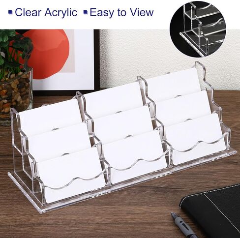 PATIKIL Business Card Holder for Desk, 3 Tiers 9 Slots Business Card Holders Clear Acrylic Card Stand Organizer Cards Display for Office Exhibition in Saudi Arabia