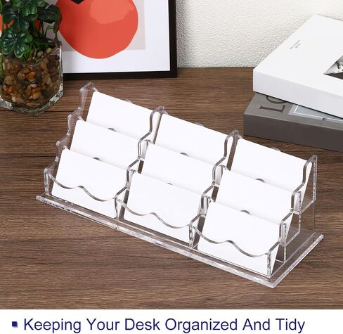 PATIKIL Business Card Holder for Desk, 3 Tiers 9 Slots Business Card Holders Clear Acrylic Card Stand Organizer Cards Display for Office Exhibition in Saudi Arabia