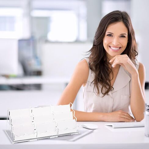 PATIKIL Business Card Holder for Desk, 3 Tiers 9 Slots Business Card Holders Clear Acrylic Card Stand Organizer Cards Display for Office Exhibition in Saudi Arabia