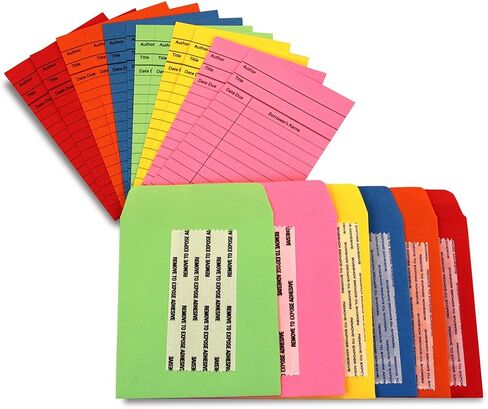 Hygloss Products, Inc 150 Colored Self-Adhesive Library Pockets and Cards, Sets in Saudi Arabia