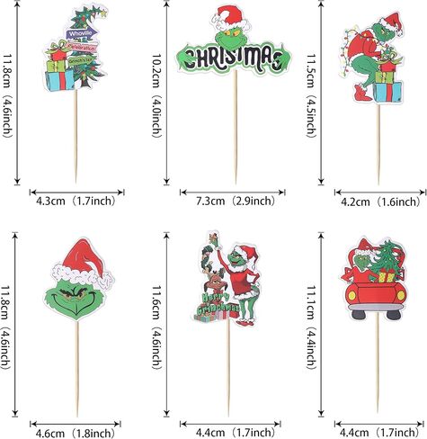 36 Pack Grinch Cupcake Toppers Merry Christmas Cupcake Picks Grinch Christmas Gifts Birthday Baby Shower Christmas Party Cake Decorations Supplies in Kuwait