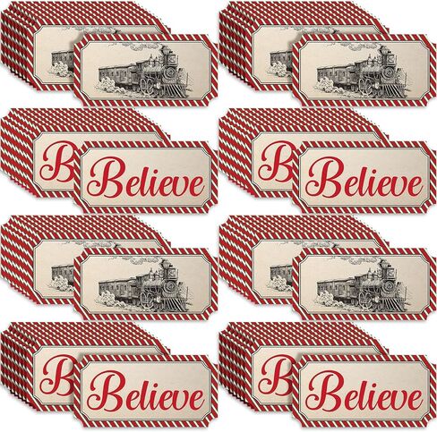 Christmas Believe Ticket Train Ticket for Kids Believe Ticket Paperboard Tickets Sign Decor Funny Christmas Believe Ticket for Kid Carnival Christmas Party (48 Pcs) in Saudi Arabia