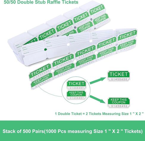 500 L LIKED Raffle Tickets, 2x2 Inch,Green (4 Color Selection), Tickets for Raffles, Events in Saudi Arabia