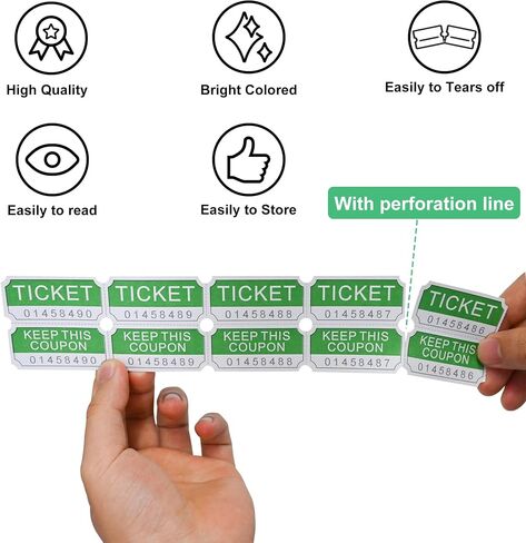 500 L LIKED Raffle Tickets, 2x2 Inch,Green (4 Color Selection), Tickets for Raffles, Events in Saudi Arabia