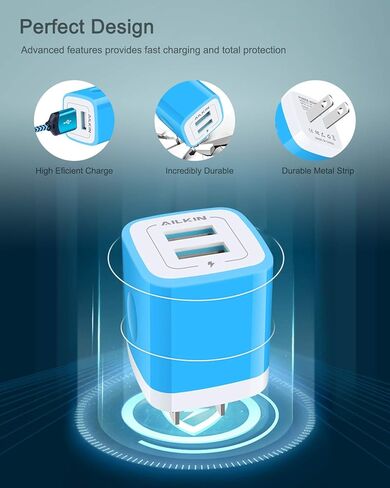 AILKIN iPhone 15 Pro Max شاحن لهاتف Apple Phone 15/15 Pro/15 Pro Max/15 Plus، كابل USB C للشحن السريع + شاحن حائط USB، سلك USB مزدوج بطول 6 أقدام USBC لنظام Android USB من النوع C Cargador Galaxy in Kuwait