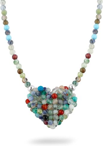 Natural Ruby Gemstone Choker Necklace, Handmade Woven Jewelry, Beaded Crochet Heart Jewelry, Healing Crystals, Sliver Adjustable Chain, July Birthstone, Gift for Women, 18inch in Saudi Arabia