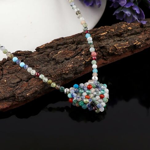 Natural Ruby Gemstone Choker Necklace, Handmade Woven Jewelry, Beaded Crochet Heart Jewelry, Healing Crystals, Sliver Adjustable Chain, July Birthstone, Gift for Women, 18inch in Saudi Arabia