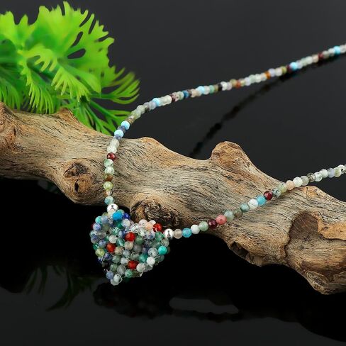 Natural Ruby Gemstone Choker Necklace, Handmade Woven Jewelry, Beaded Crochet Heart Jewelry, Healing Crystals, Sliver Adjustable Chain, July Birthstone, Gift for Women, 18inch in Saudi Arabia