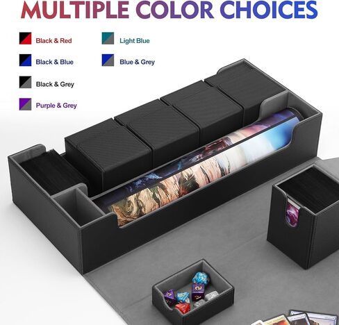 حافظة تخزين بطاقات التداول الممتازة TCG Deck Box تحتوي على أكثر من 800 بطاقة ذات أكمام لـ MTG وYuGiOh وUno والبطاقات الرياضية مع حافظة حصيرة وإغلاق مغناطيسي قوي (أسود وأحمر) in Kuwait