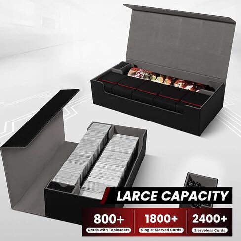 حافظة تخزين بطاقات التداول الممتازة TCG Deck Box تحتوي على أكثر من 800 بطاقة ذات أكمام لـ MTG وYuGiOh وUno والبطاقات الرياضية مع حافظة حصيرة وإغلاق مغناطيسي قوي (أسود وأحمر) in Kuwait