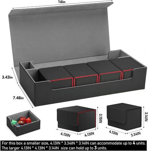حافظة تخزين بطاقات التداول الممتازة TCG Deck Box تحتوي على أكثر من 800 بطاقة ذات أكمام لـ MTG وYuGiOh وUno والبطاقات الرياضية مع حافظة حصيرة وإغلاق مغناطيسي قوي (أسود وأحمر) in Kuwait