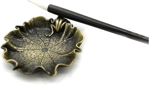 Ink Dish Plate - Chinese Calligraphy Painting Brush Rest Holder, Calligraphy Supplies - Color Dish - Cigar Ashtray - Mixing Trays for Holding Painting Color, Calligraphy Painting Palette (Bronze) in Kuwait