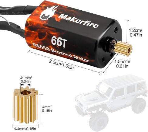 RC Motor 050 50T High Torque Brushed Motor with Motor Mount and Big Metal Gear for 1/24 RC Crawler Axial SCX24 AXI00002 AXI00001 AXI90081 AXI00004 Upgrade Parts (50T, 1) in Kuwait