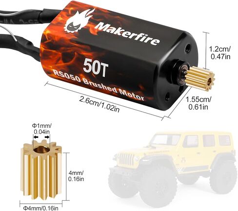 RC Motor 050 50T High Torque Brushed Motor with Motor Mount and Big Metal Gear for 1/24 RC Crawler Axial SCX24 AXI00002 AXI00001 AXI90081 AXI00004 Upgrade Parts (50T, 1) in Saudi Arabia