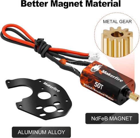 RC Motor 050 50T High Torque Brushed Motor with Motor Mount and Big Metal Gear for 1/24 RC Crawler Axial SCX24 AXI00002 AXI00001 AXI90081 AXI00004 Upgrade Parts (50T, 1) in Saudi Arabia