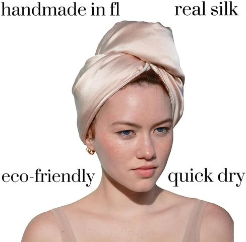 Pure Silk Hair Towel | Silk Towel for Hair Satin Hair Towel Silk Hair Wrap Curly Hair Towel Plopping Towel Curly Hair Plop Bamboo Viscose Cotton | Sustainable Handmade in FL in Kuwait