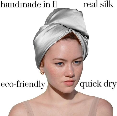 Pure Silk Hair Towel | Silk Towel for Hair Satin Hair Towel Silk Hair Wrap Curly Hair Towel Plopping Towel Curly Hair Plop Bamboo Viscose Cotton | Sustainable Handmade in FL in Kuwait