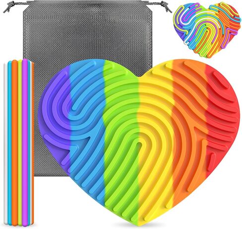 Sensory Activity Board Silicone Fidget Toys with Travel Bag and 13 Strings for Adults Kids Anxiety Relief Stress, ADHD & Autism (Beige, 6.6in) in Kuwait