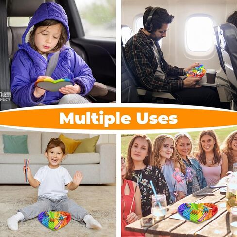 Sensory Activity Board Silicone Fidget Toys with Travel Bag and 13 Strings for Adults Kids Anxiety Relief Stress, ADHD & Autism (Beige, 6.6in) in Kuwait