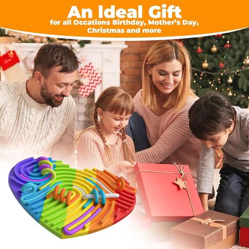 Sensory Activity Board Silicone Fidget Toys with Travel Bag and 13 Strings for Adults Kids Anxiety Relief Stress, ADHD & Autism (Beige, 6.6in) in Kuwait