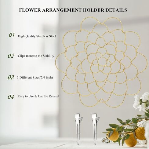 2Pcs Floral Grid for Vase 5/6Inch Flower Frogs for Arrangements Vase Flower Arrangement Holder Wire Flower Arranger Metal Flower Grid for Vase Reusable Flower Vase Separator Floral Grate(Gold-2) in Saudi Arabia