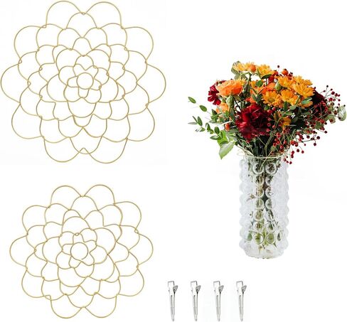 2Pcs Floral Grid for Vase 5/6Inch Flower Frogs for Arrangements Vase Flower Arrangement Holder Wire Flower Arranger Metal Flower Grid for Vase Reusable Flower Vase Separator Floral Grate(Gold-2) in Saudi Arabia
