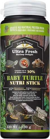 Ultra Fresh Floating Baby Turtle Food, All Natural Ingredients, Wild Sword Prawn, Calcium Vitamin D Enriched for Picky Aquatic Turtles, Baby Turtle Nutri Stick 1.6 oz in Saudi Arabia