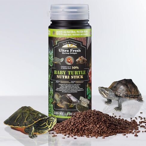 Ultra Fresh Floating Baby Turtle Food, All Natural Ingredients, Wild Sword Prawn, Calcium Vitamin D Enriched for Picky Aquatic Turtles, Baby Turtle Nutri Stick 1.6 oz in Saudi Arabia