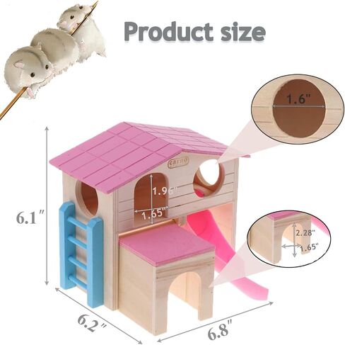 kathson Hamster House Pets Small Animal Hideout with Funny Climbing Ladder Slide Wooden Hut Play Toys Chews for Small Animals Like Dwarf Hamster and Mouse(Blue) in Kuwait
